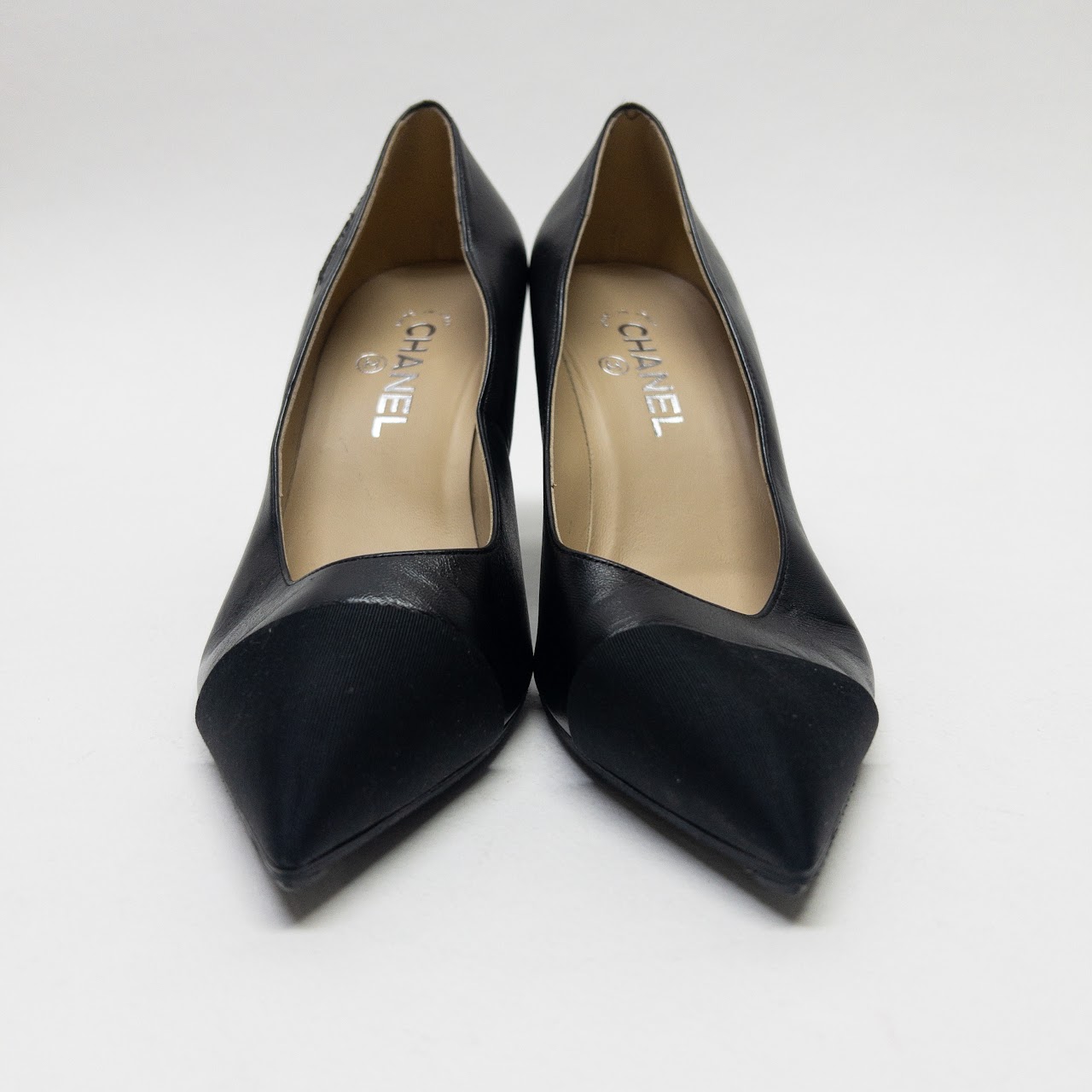 Chanel Gabrielo Chanel Leather and Grosgrain Cap Toe Pumps