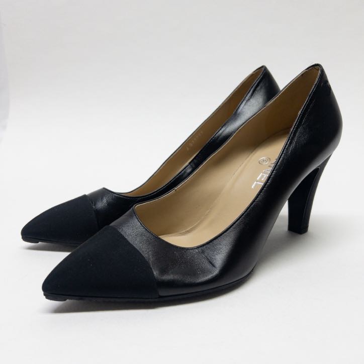 Chanel Gabrielo Chanel Leather and Grosgrain Cap Toe Pumps