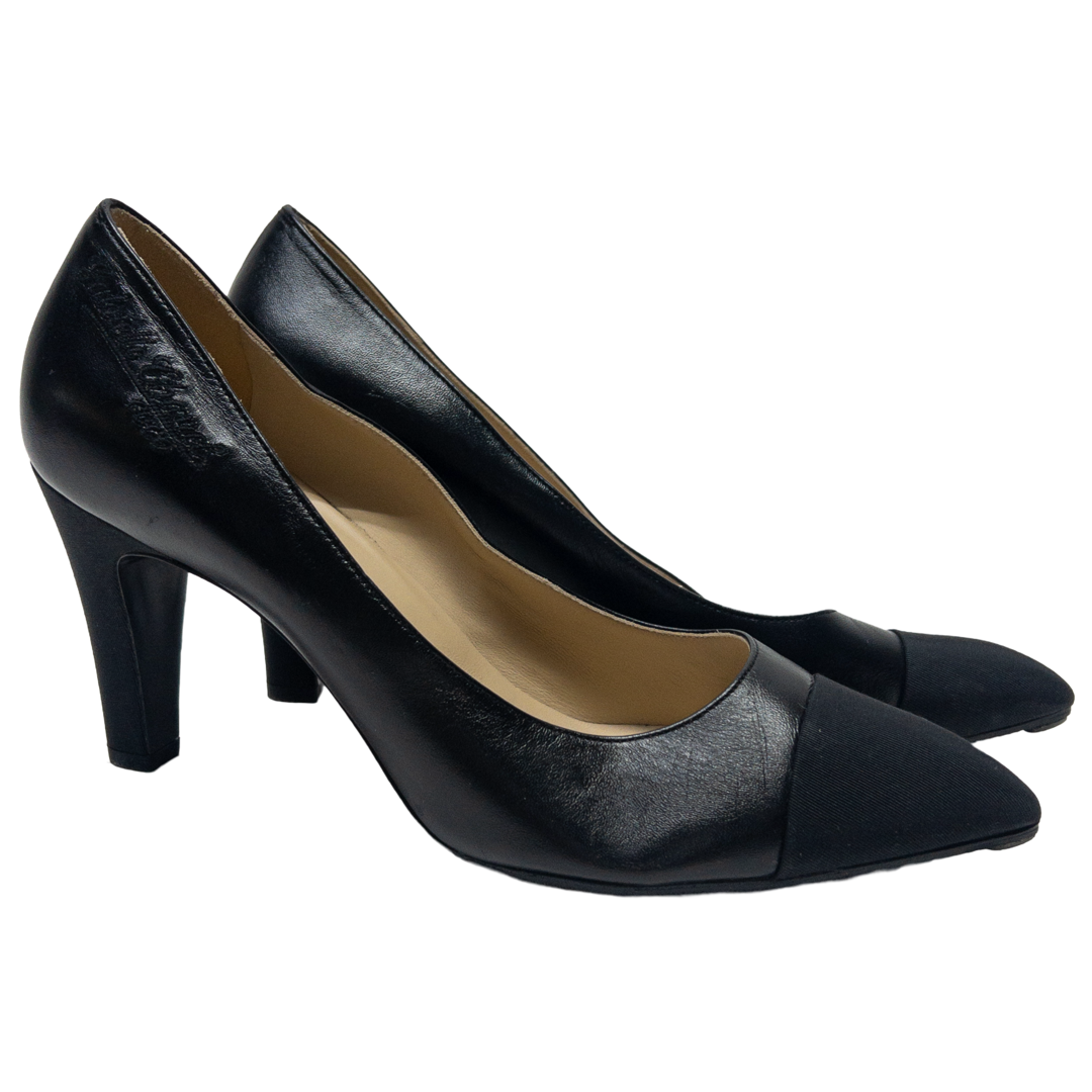 Chanel Gabrielo Chanel Leather and Grosgrain Cap Toe Pumps