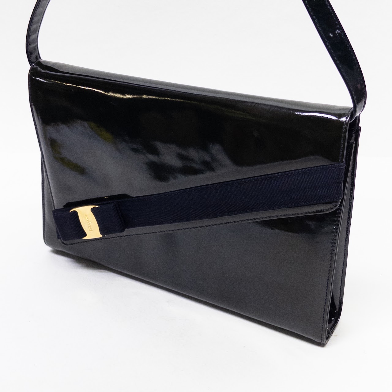 Salvatore Ferragamo Patent Leather Vara Clutch