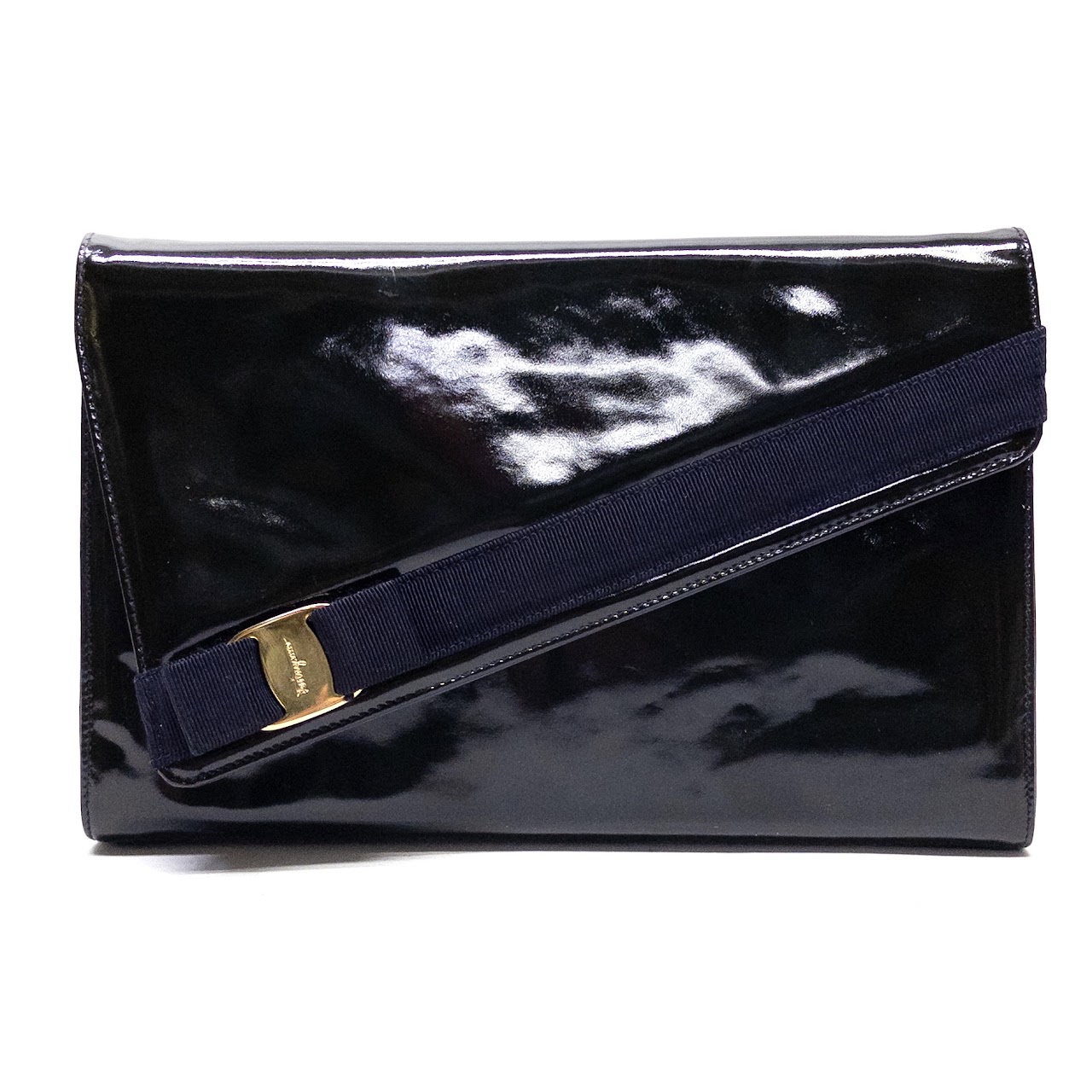 Salvatore Ferragamo Patent Leather Vara Clutch