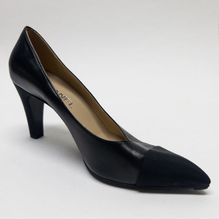 Chanel Gabrielo Chanel Leather and Grosgrain Cap Toe Pumps