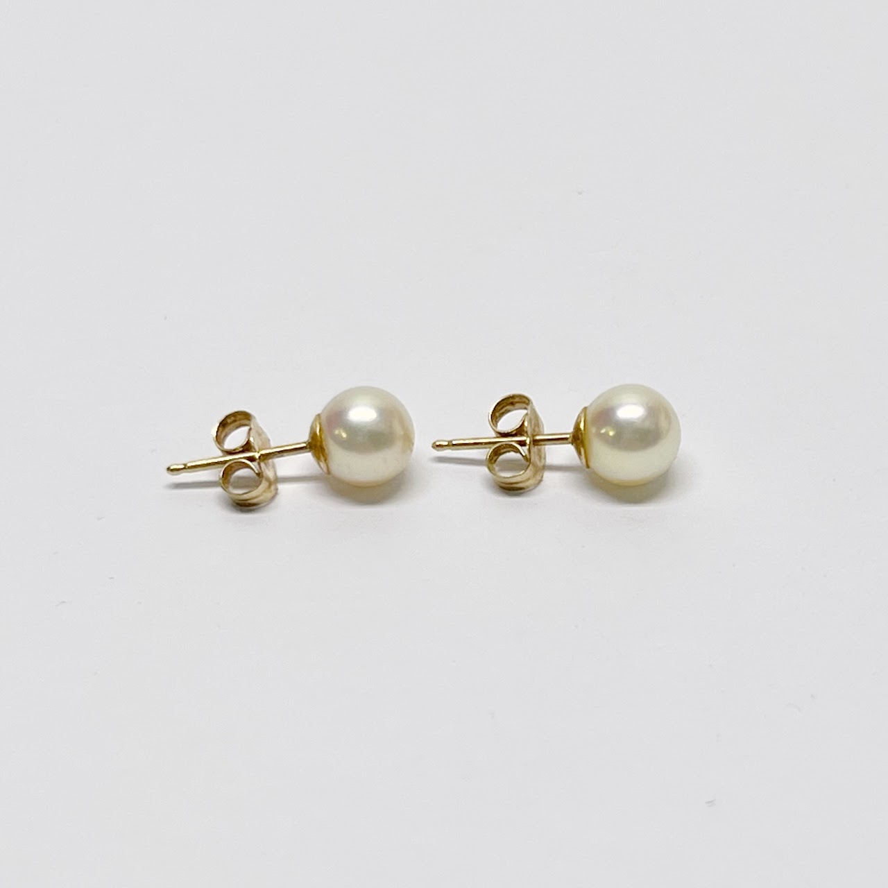 Pearl and 14K Gold Stud Earrings