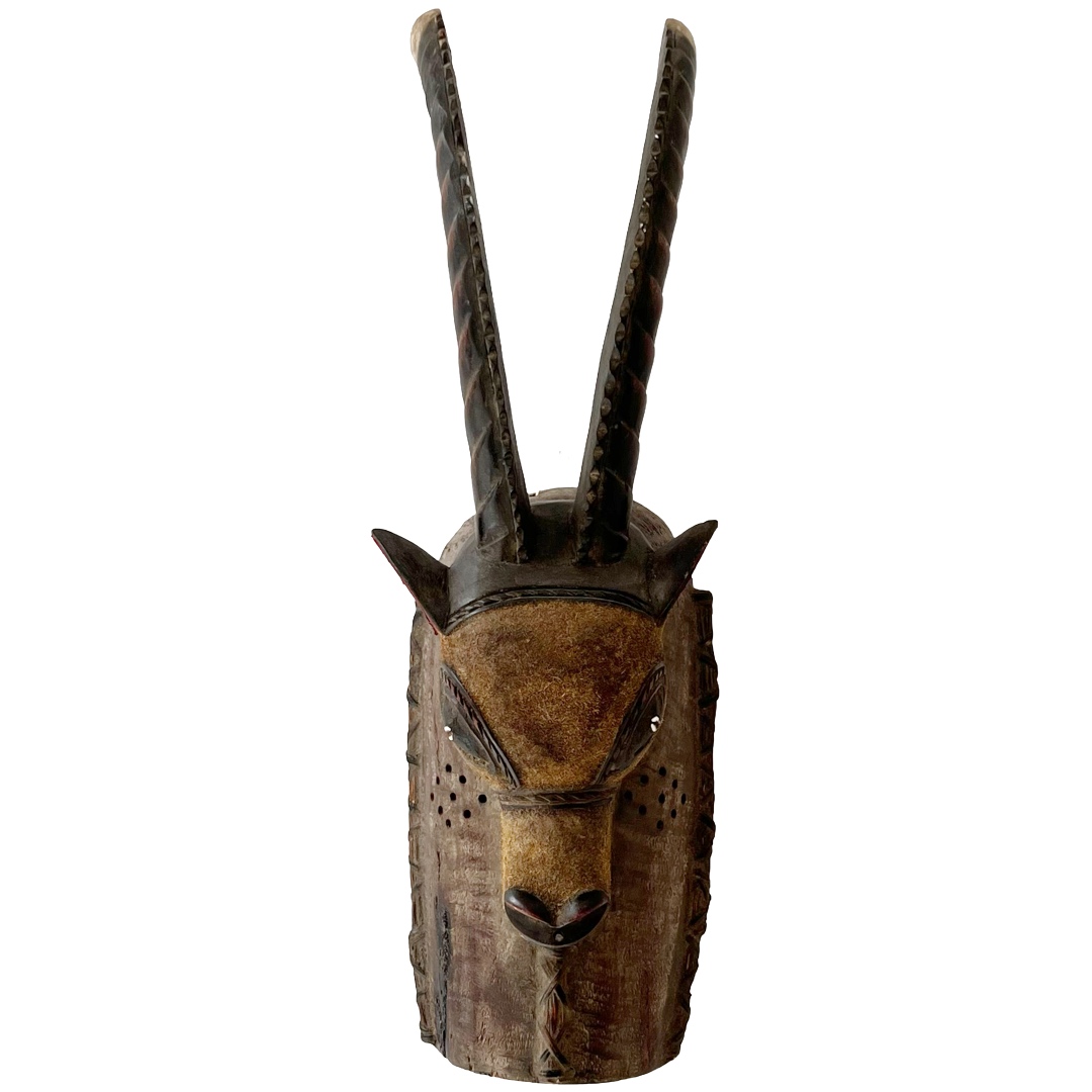 African Zoomorphic Carved Antelope Mask