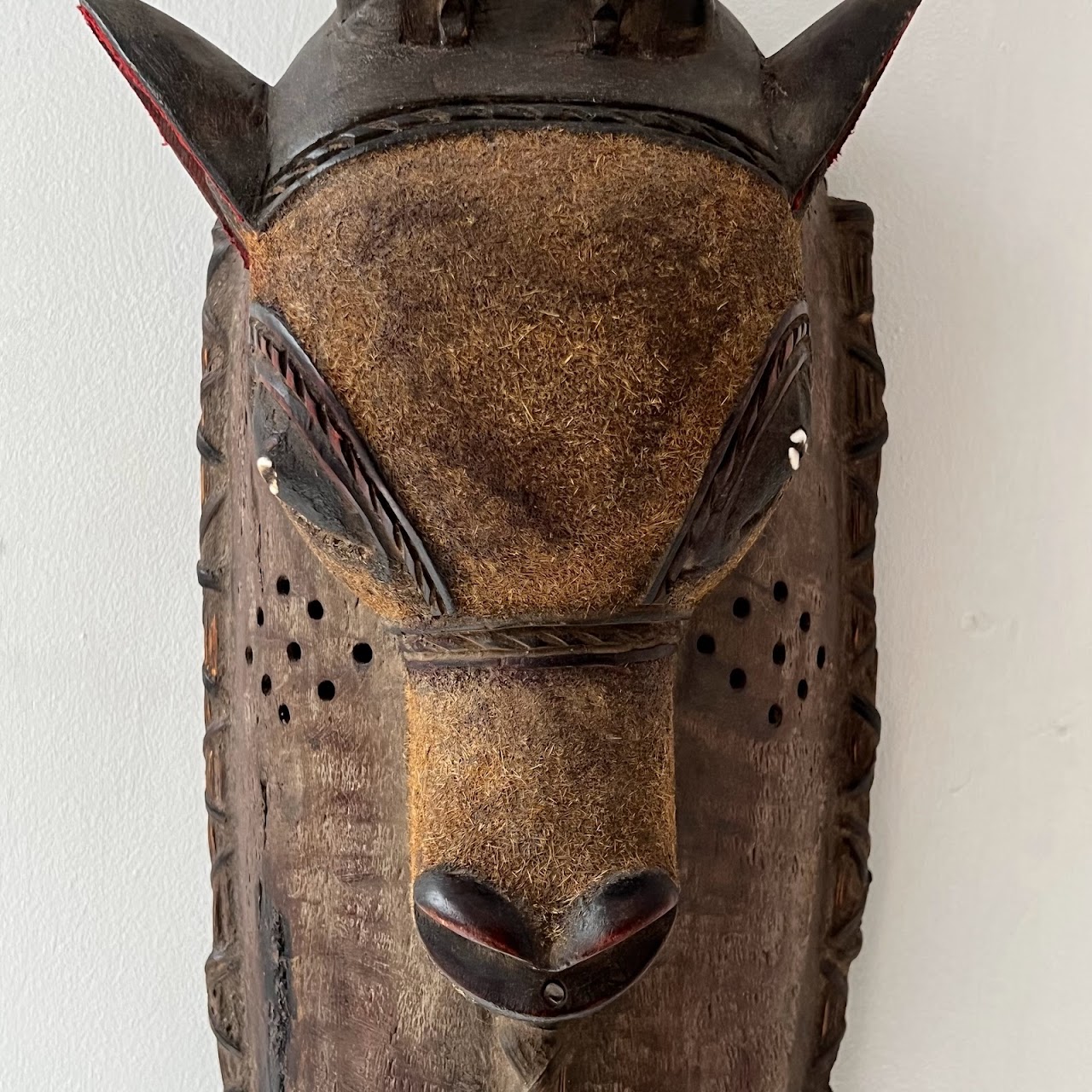 African Zoomorphic Carved Antelope Mask