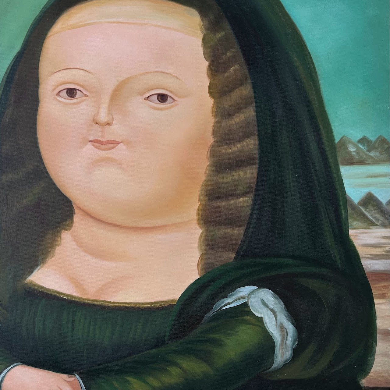 D. Epple after Fernando Botero's 'Mona Lisa' Signed Oil Painting