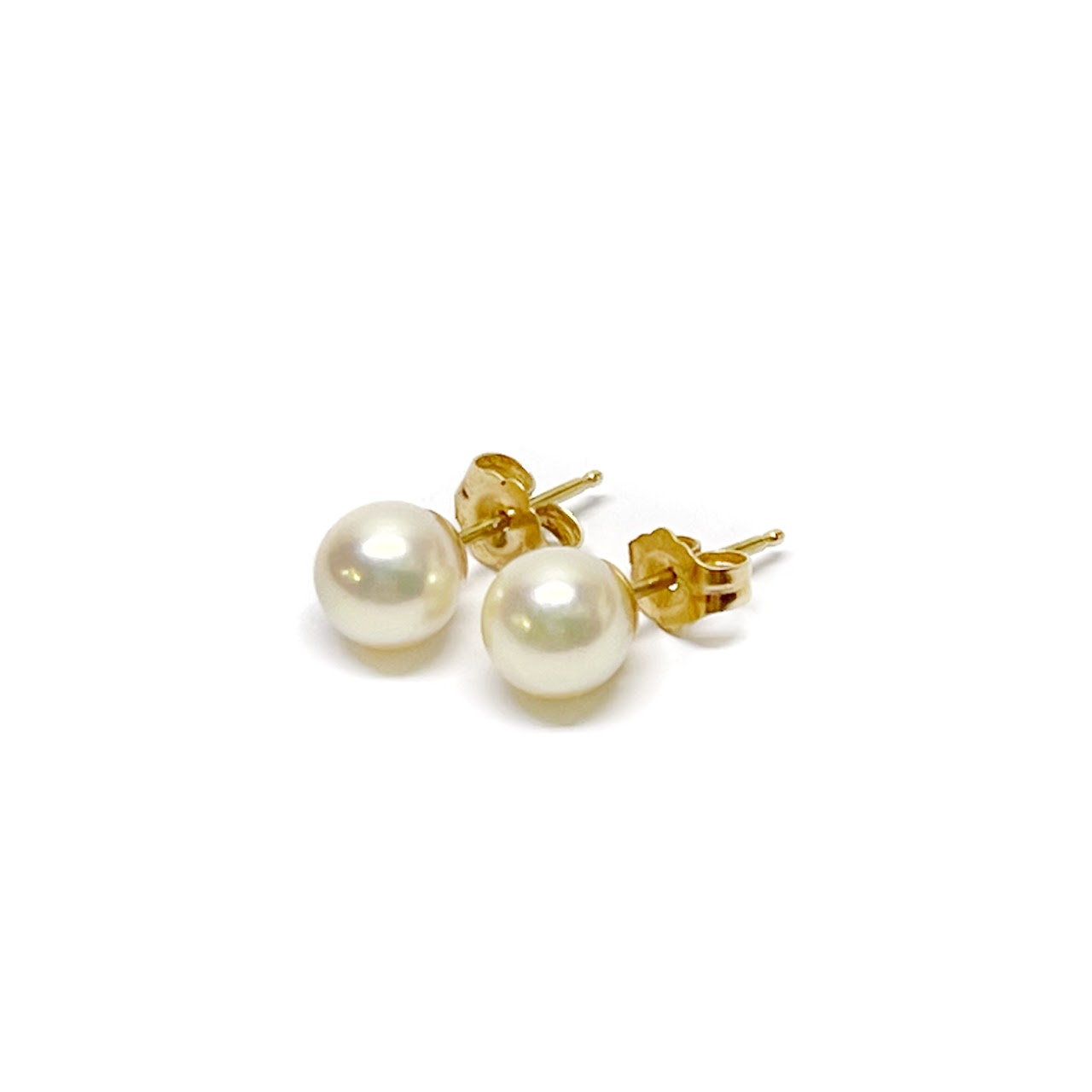 Pearl and 14K Gold Stud Earrings