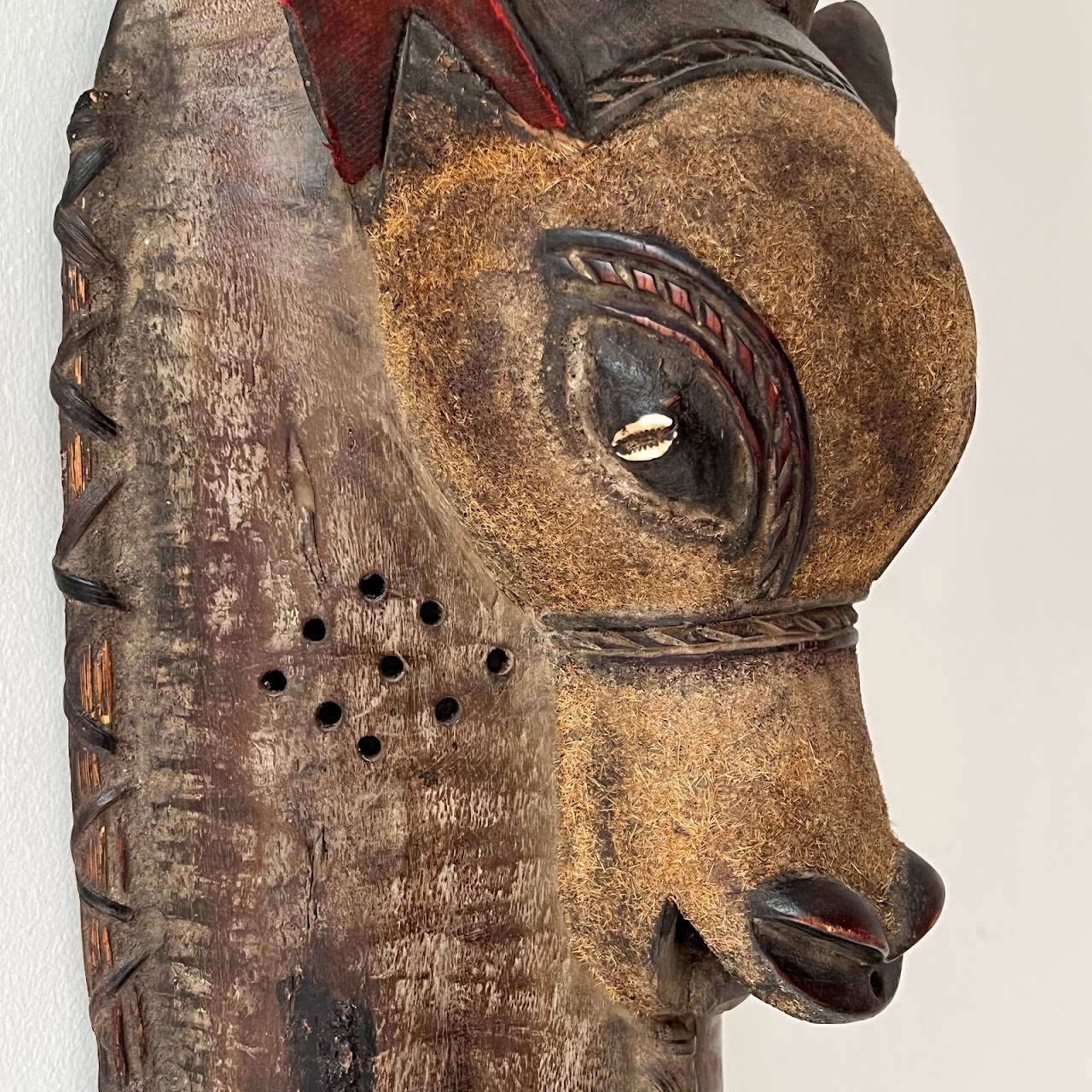 African Zoomorphic Carved Antelope Mask