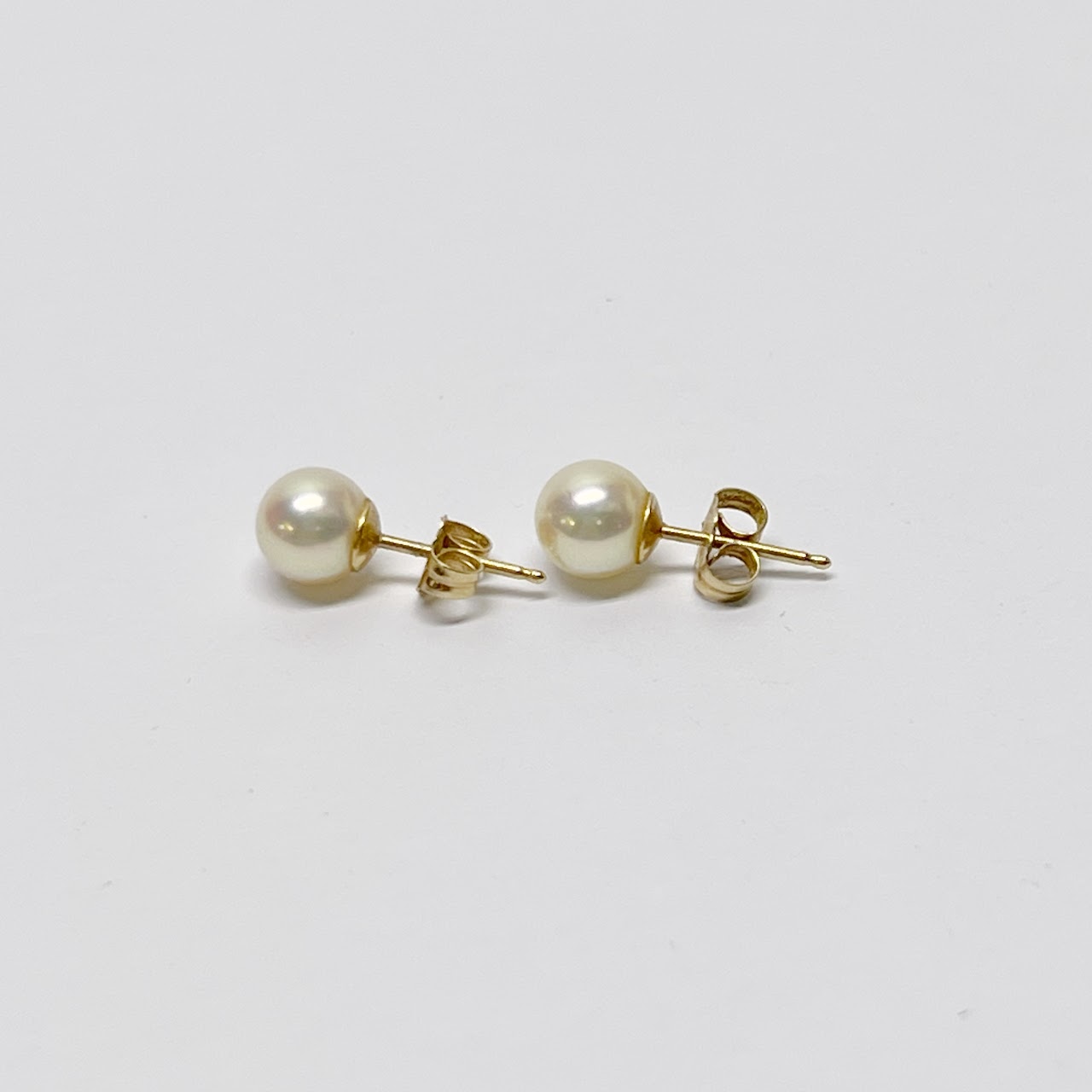 Pearl and 14K Gold Stud Earrings