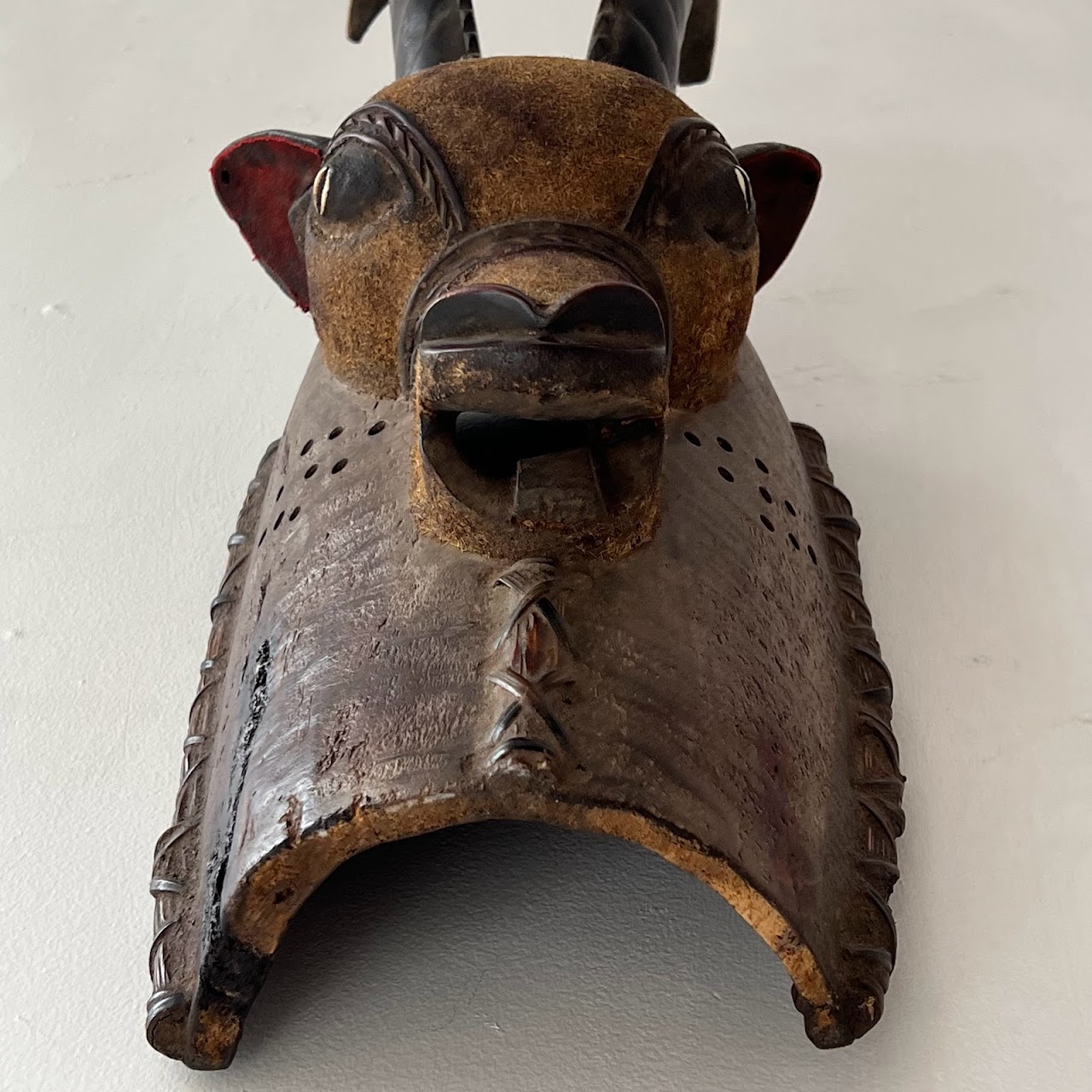 African Zoomorphic Carved Antelope Mask