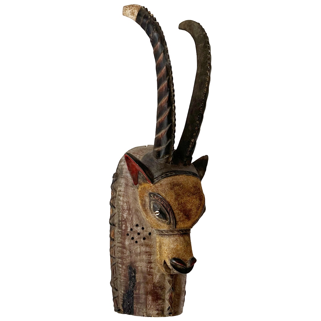 African Zoomorphic Carved Antelope Mask