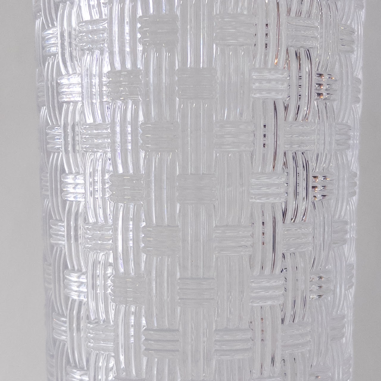 Tiffany & Co. Basket-Weave Cylindrical Crystal Vase