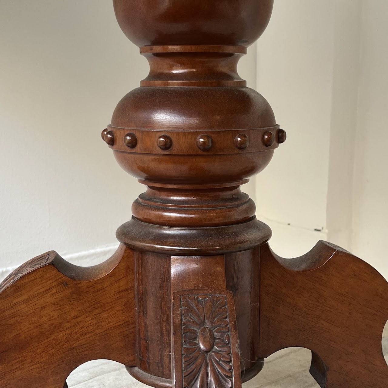 Parquetry Inlaid Mahogany Pedestal Top Game Table with Bakelite Checkers