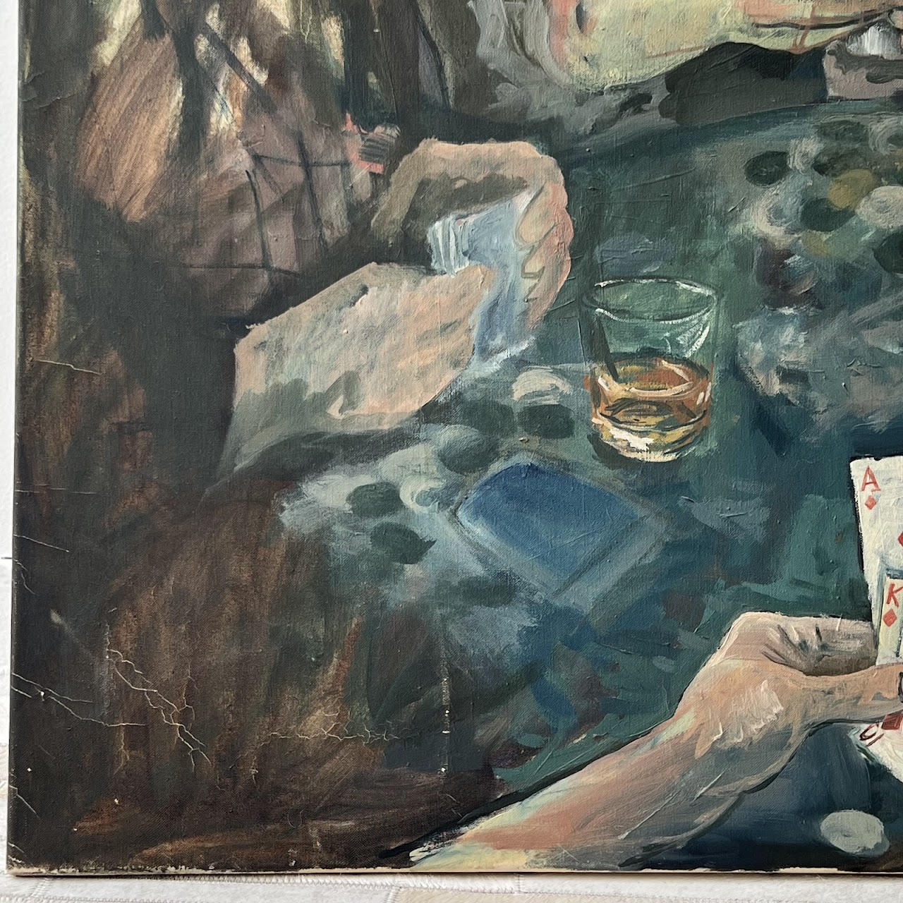 Nick Bowering 'Poker' Signed Oil Painting, 1986