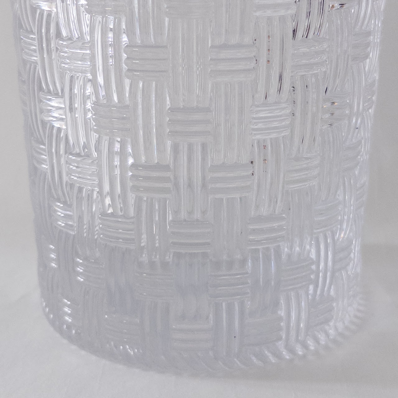 Tiffany & Co. Basket-Weave Cylindrical Crystal Vase