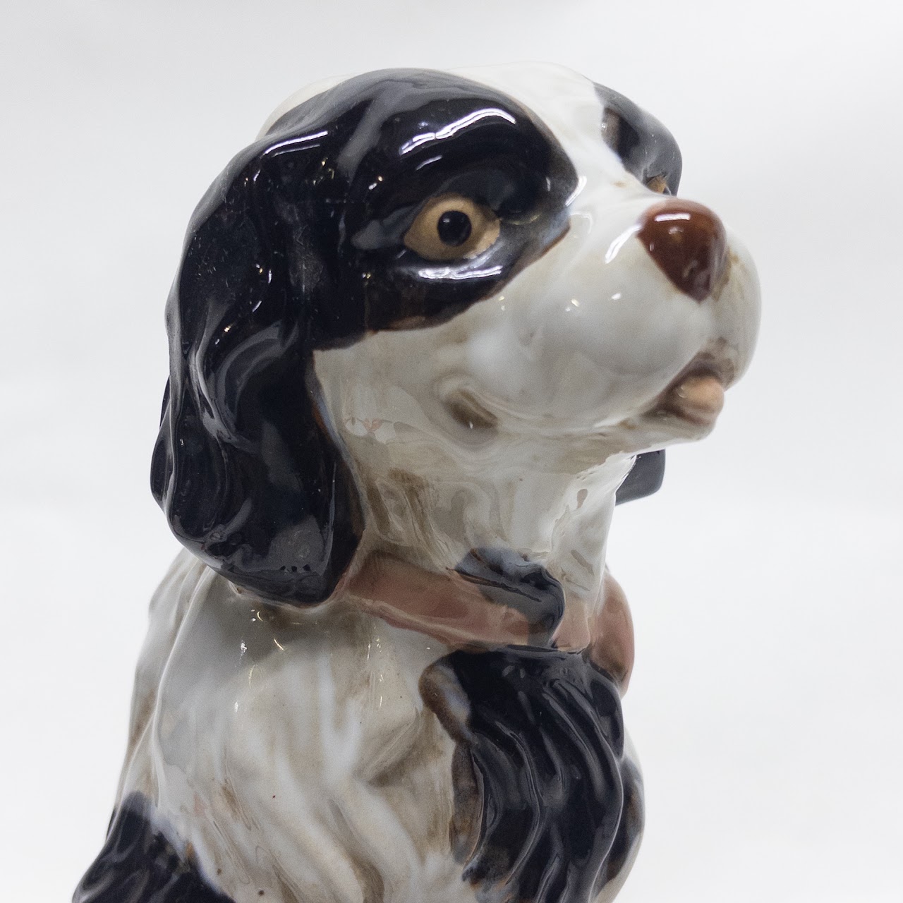 Staffordshire Spaniel on Ball Vintage Ceramic Sculpture