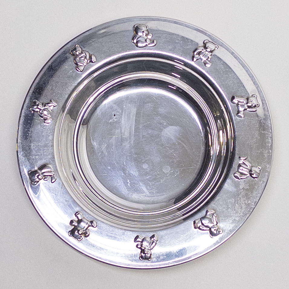 Sterling Silver Teddy Bear Rim Child's Bowl