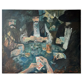 Nick Bowering 'Poker' Signed Oil Painting, 1986