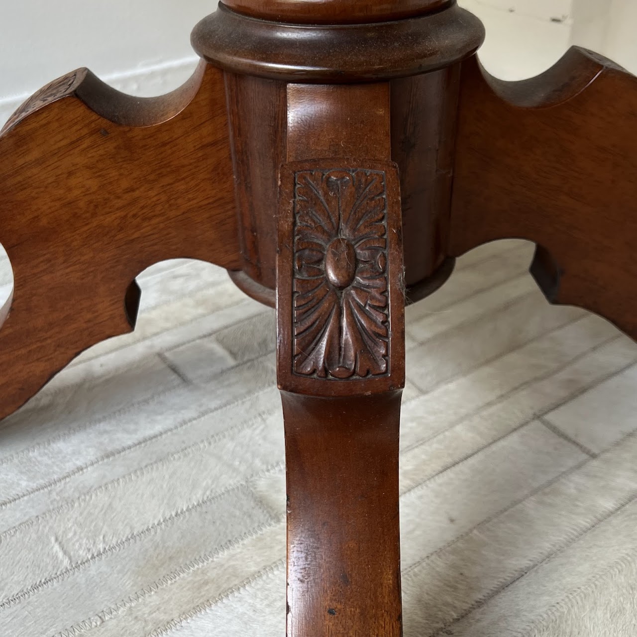 Parquetry Inlaid Mahogany Pedestal Top Game Table with Bakelite Checkers