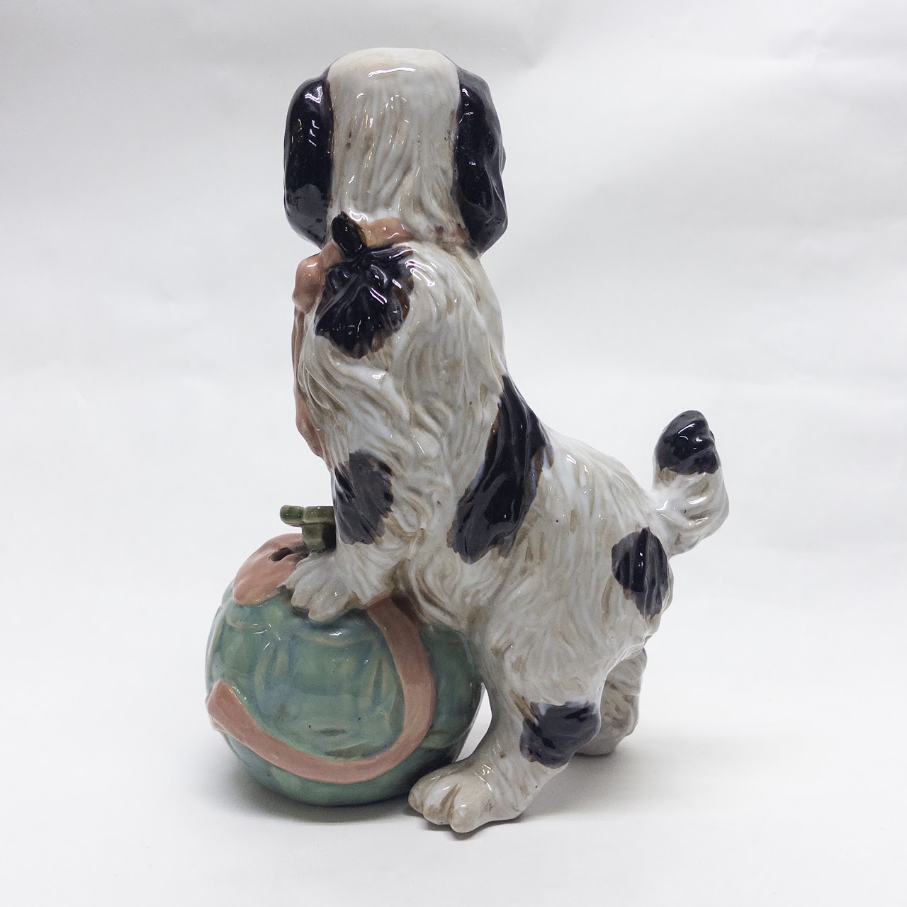 Staffordshire Spaniel on Ball Vintage Ceramic Sculpture