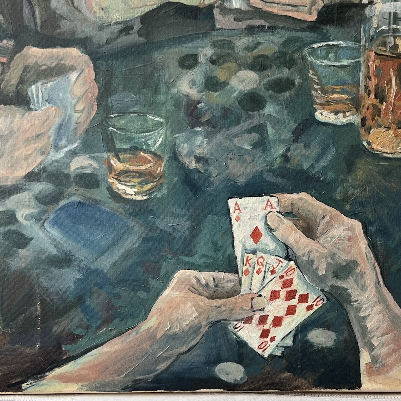 Nick Bowering 'Poker' Signed Oil Painting, 1986