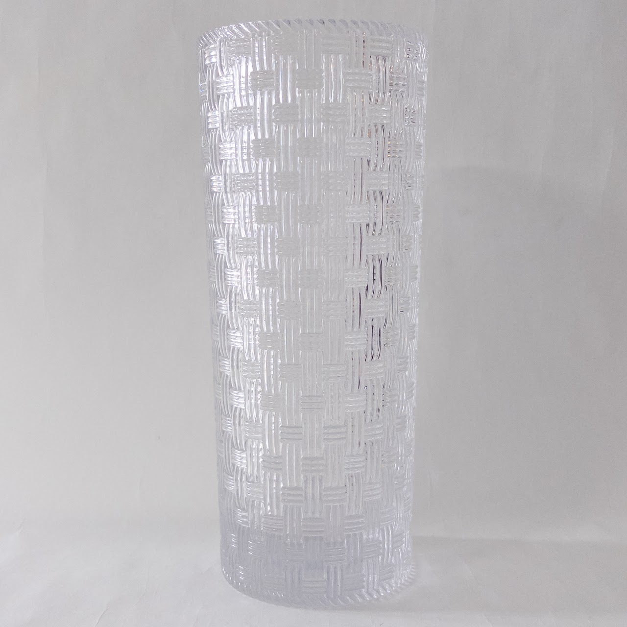 Tiffany & Co. Basket-Weave Cylindrical Crystal Vase