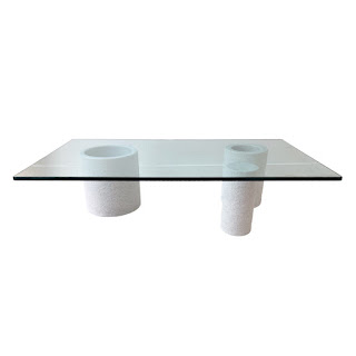 Di Uno Tre by Giulio Lazzotti for Casigliani Carrara Marble and Aquamarine Plate Glass Coffee Table