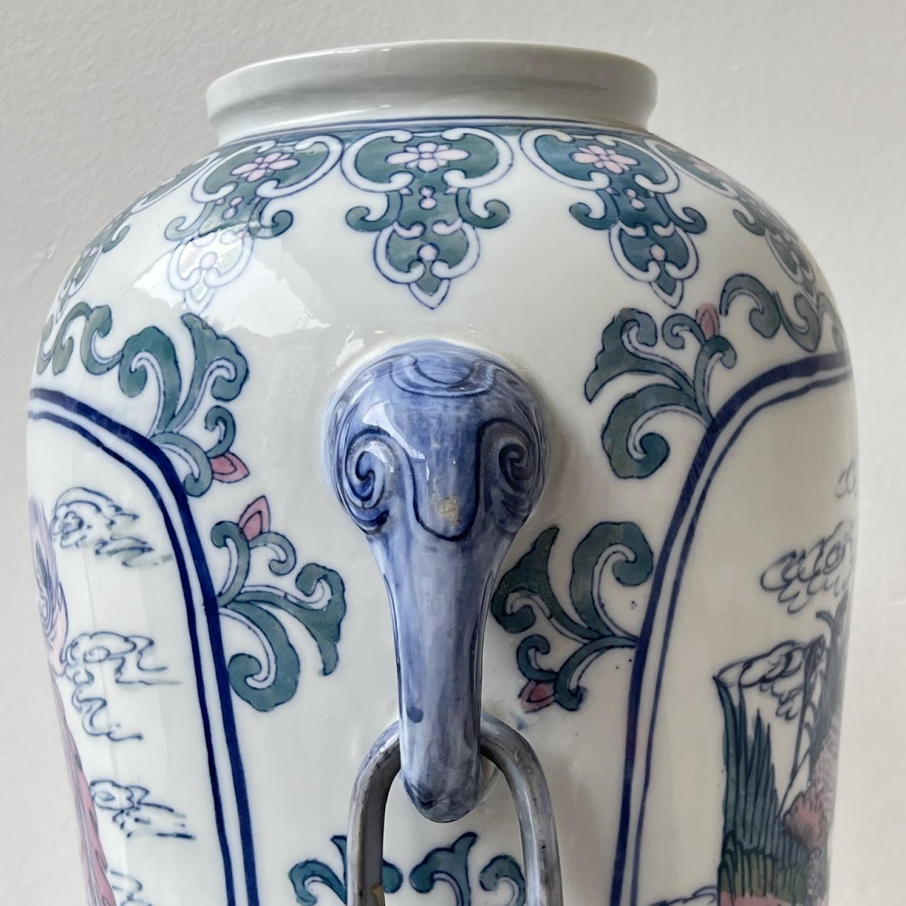 Chinese Porcelain Peacock and Dragon Tall Vase