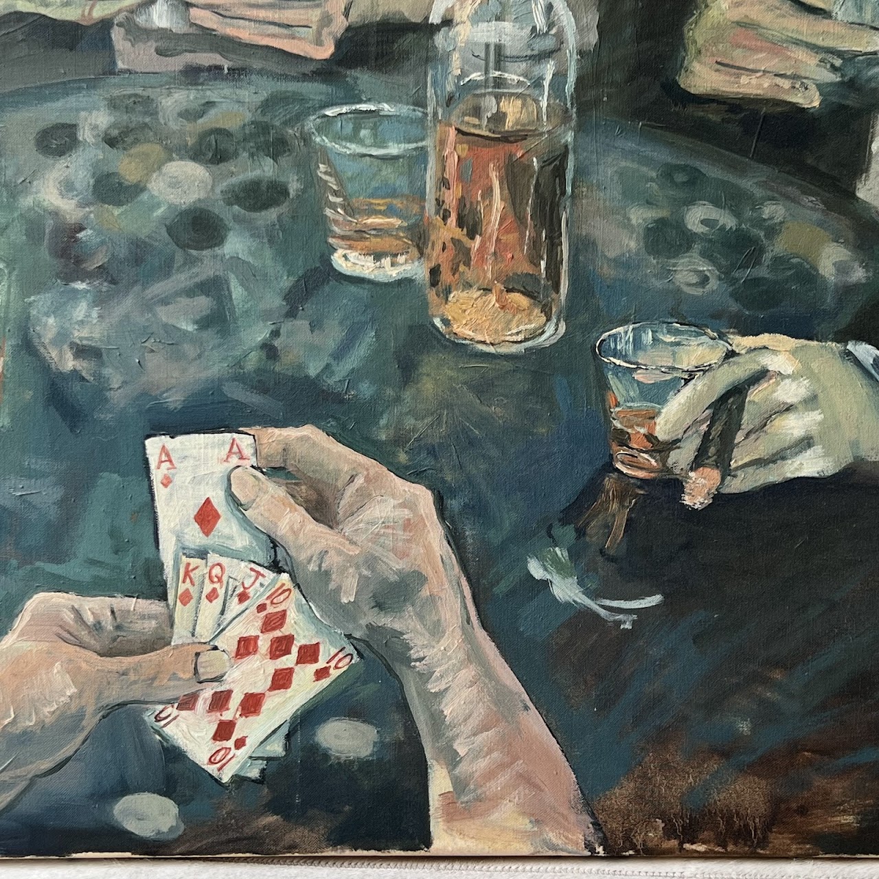 Nick Bowering 'Poker' Signed Oil Painting, 1986