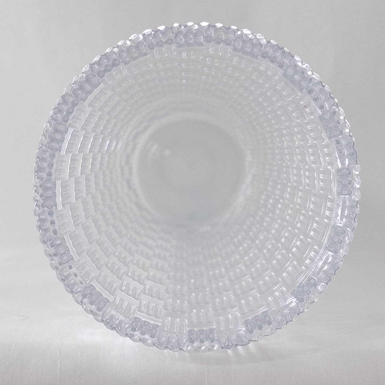 Tiffany & Co. Basket-Weave Cylindrical Crystal Vase