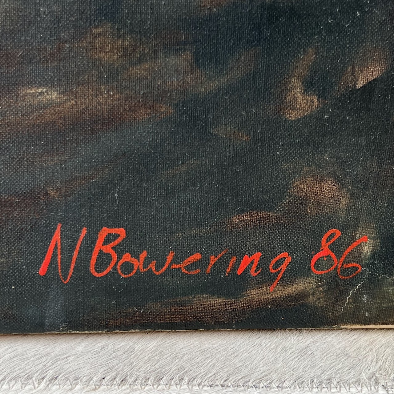 Nick Bowering 'Poker' Signed Oil Painting, 1986