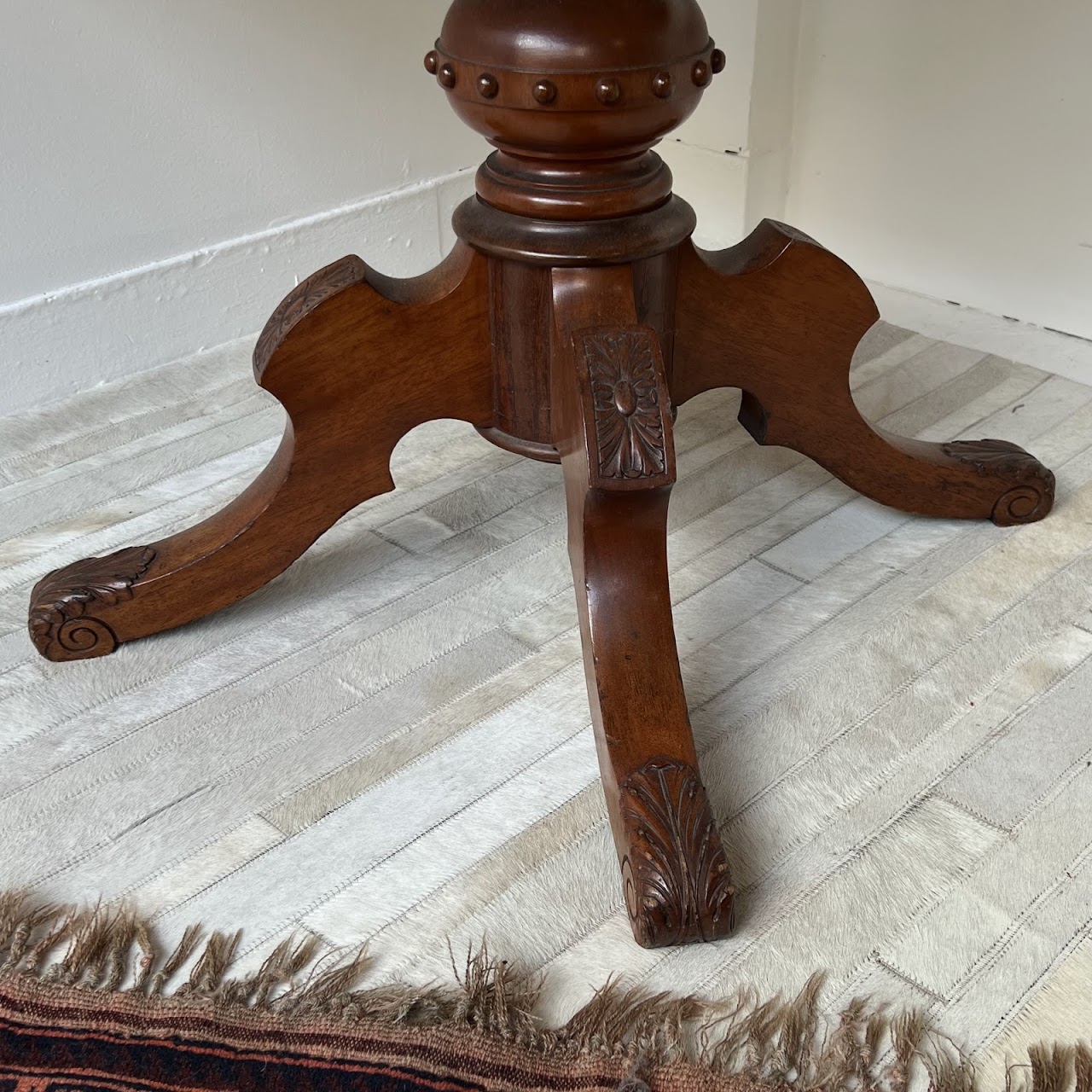 Parquetry Inlaid Mahogany Pedestal Top Game Table with Bakelite Checkers