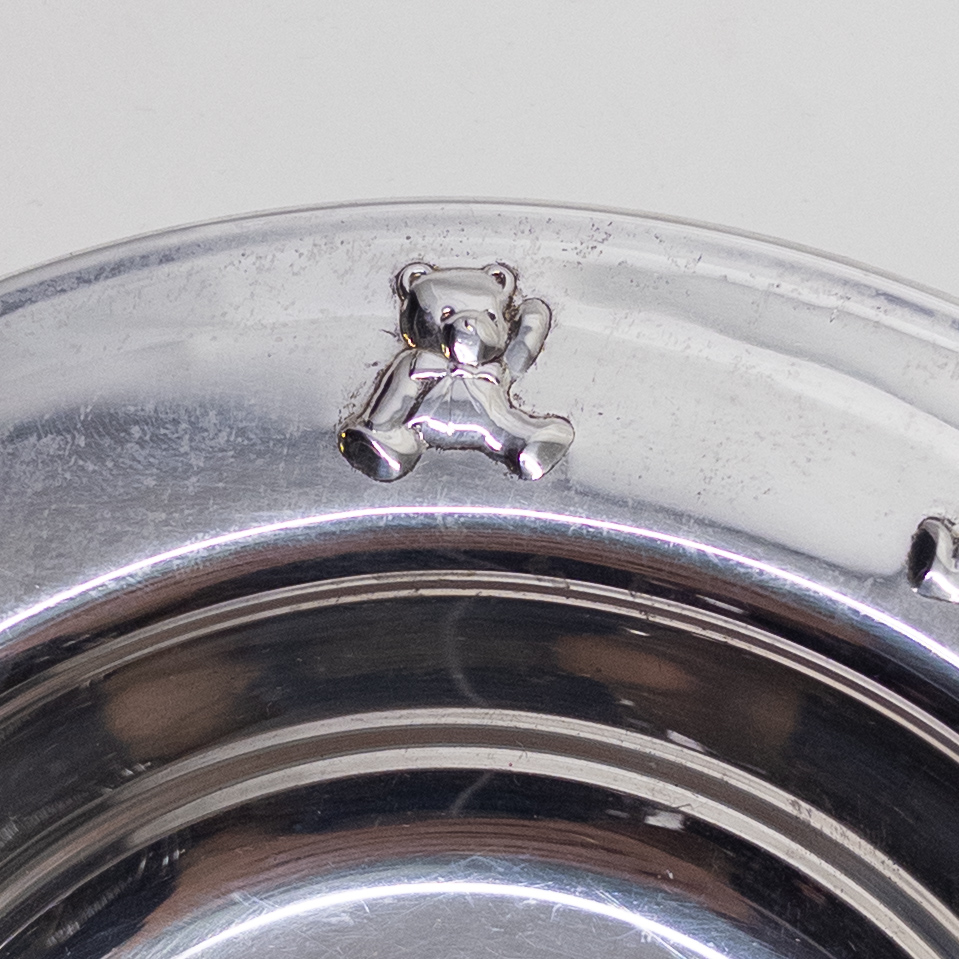 Sterling Silver Teddy Bear Rim Child's Bowl