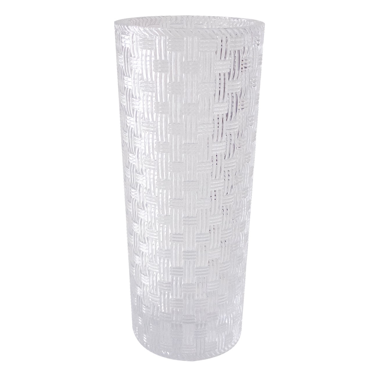 Tiffany & Co. Basket-Weave Cylindrical Crystal Vase