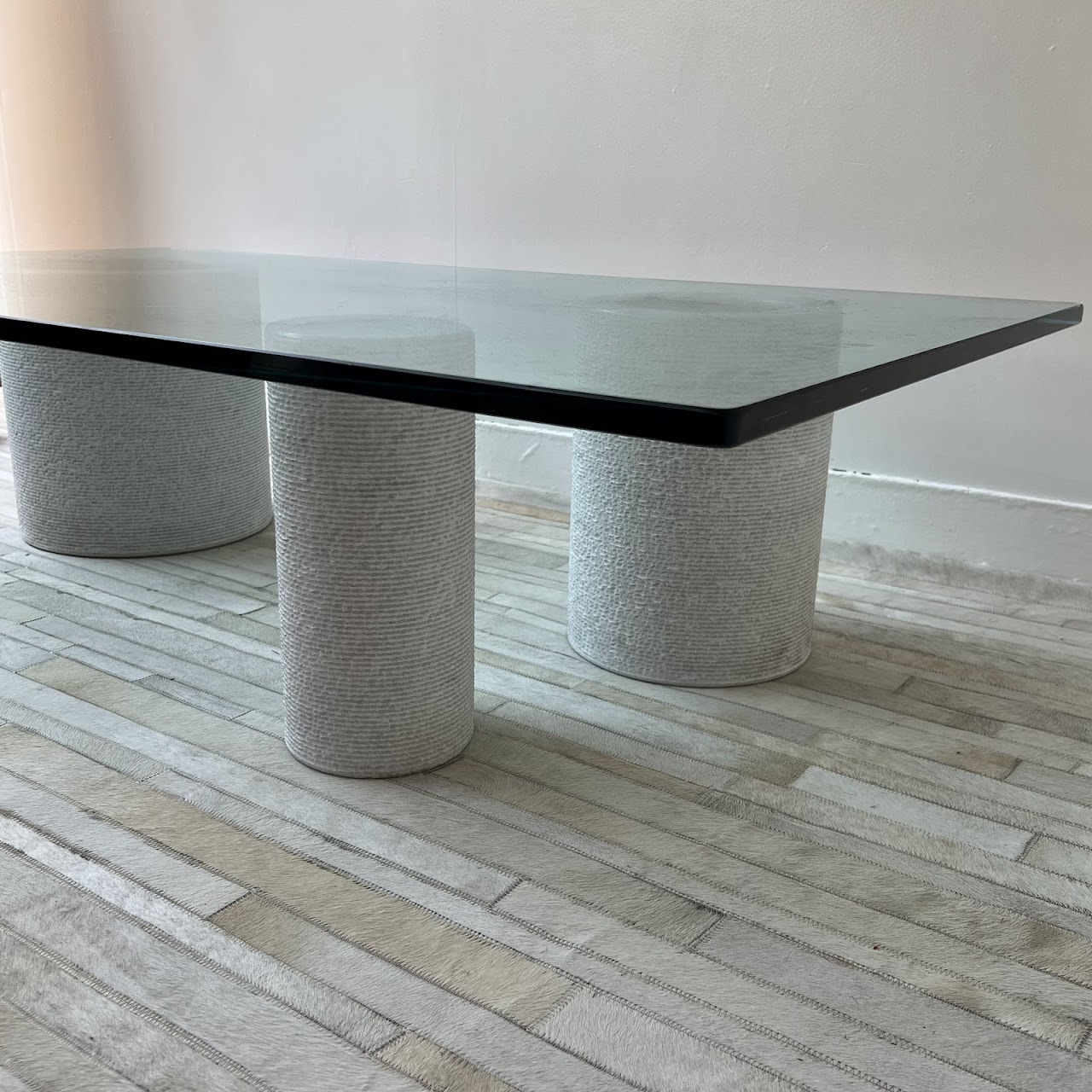 Di Uno Tre by Giulio Lazzotti for Casigliani Carrara Marble and Aquamarine Plate Glass Coffee Table