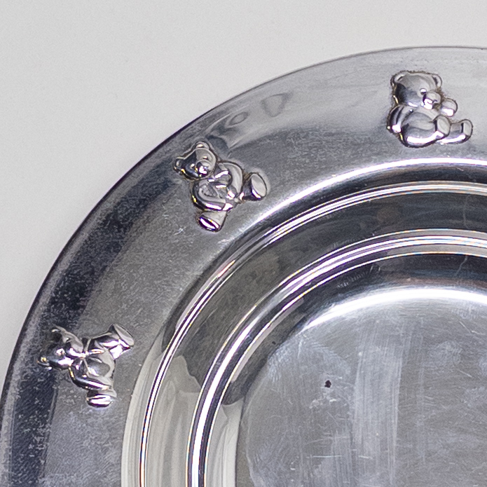 Sterling Silver Teddy Bear Rim Child's Bowl