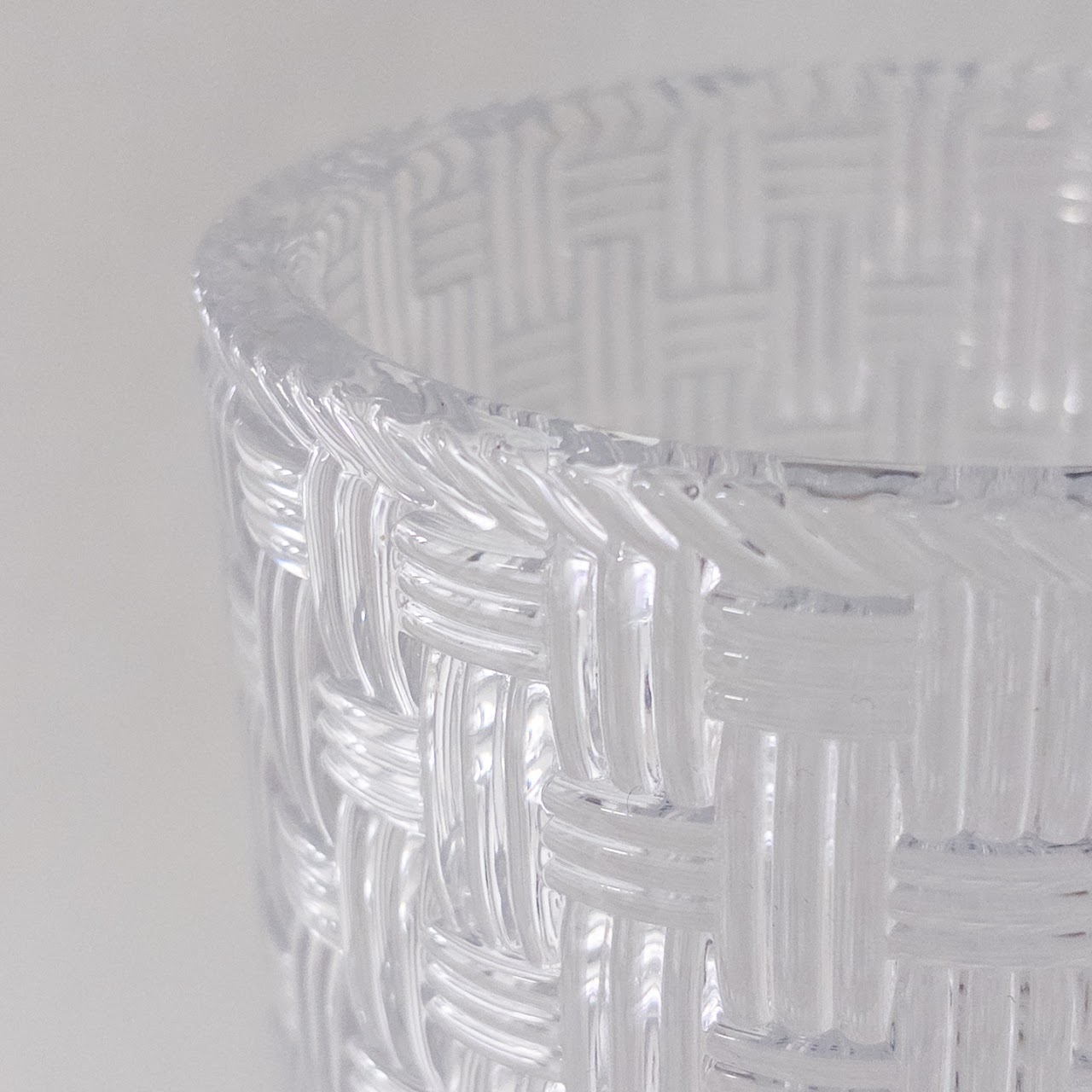 Tiffany & Co. Basket-Weave Cylindrical Crystal Vase