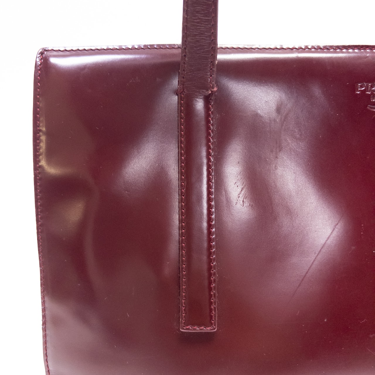 Prada Spazzolato Polished Leather Frame Bag