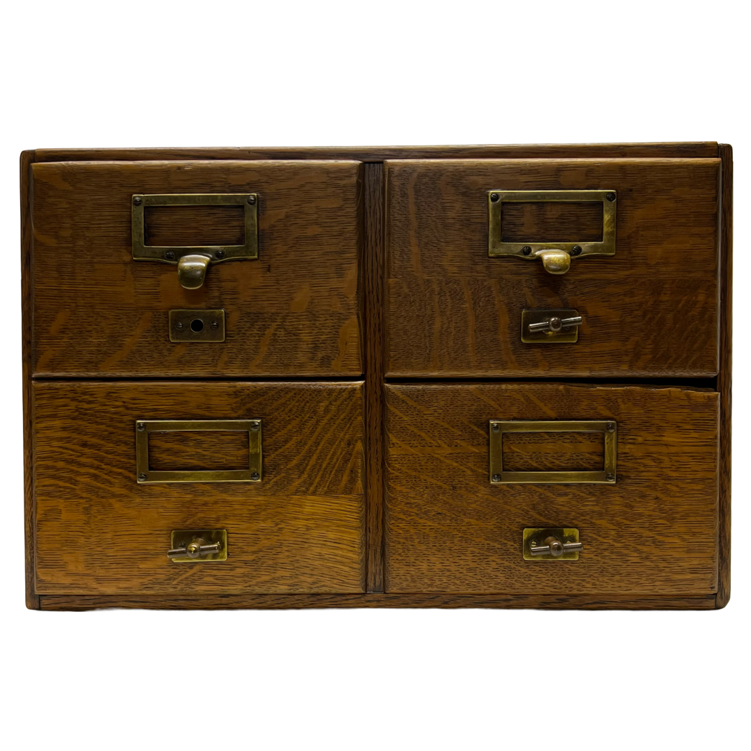 Antique Quarter-Sawn Oak Four Drawer File Chest