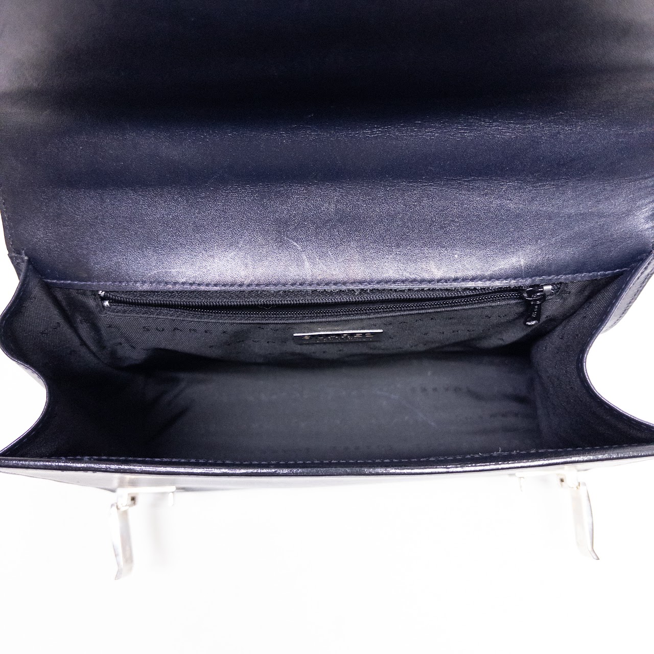 Suarez NYC Dark Blue Polished Leather Shoulder Bag