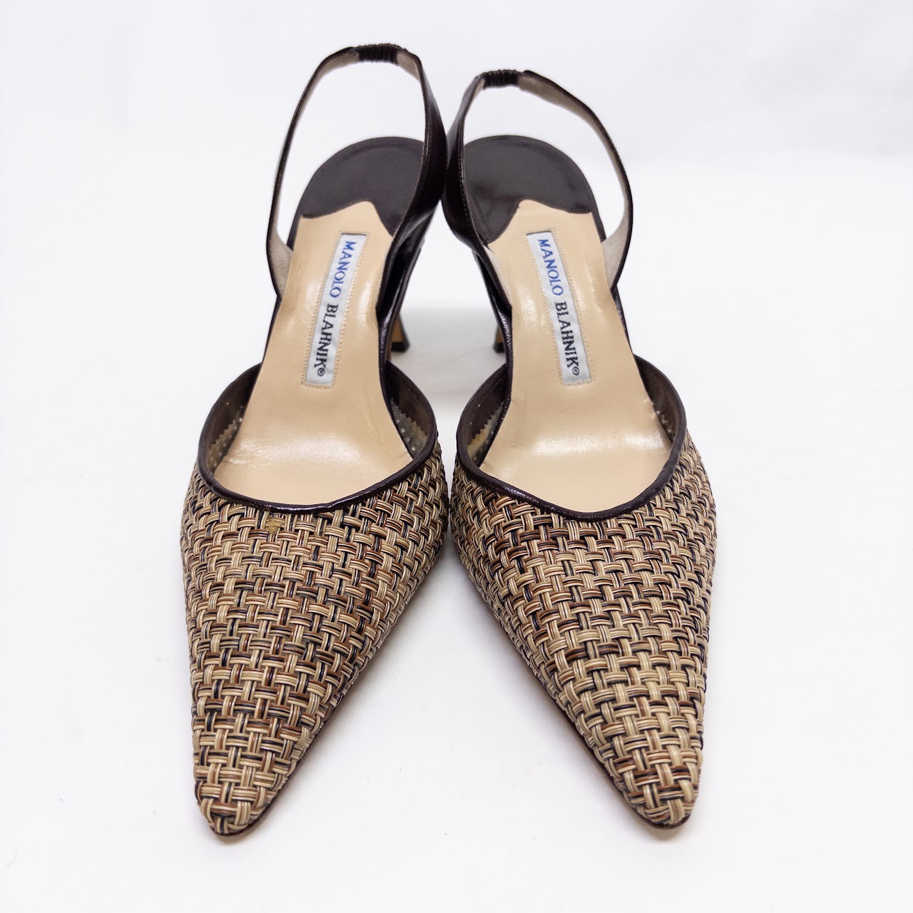 Manolo Blahnik Carolyne Woven Slingback Pumps