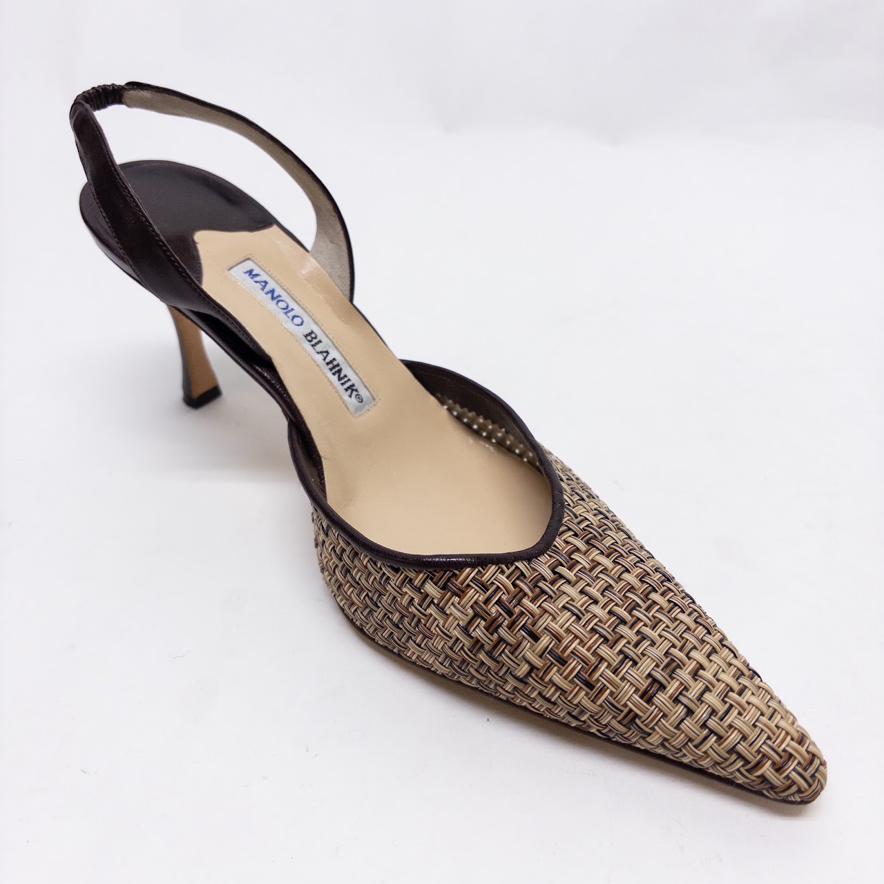 Manolo Blahnik Carolyne Woven Slingback Pumps