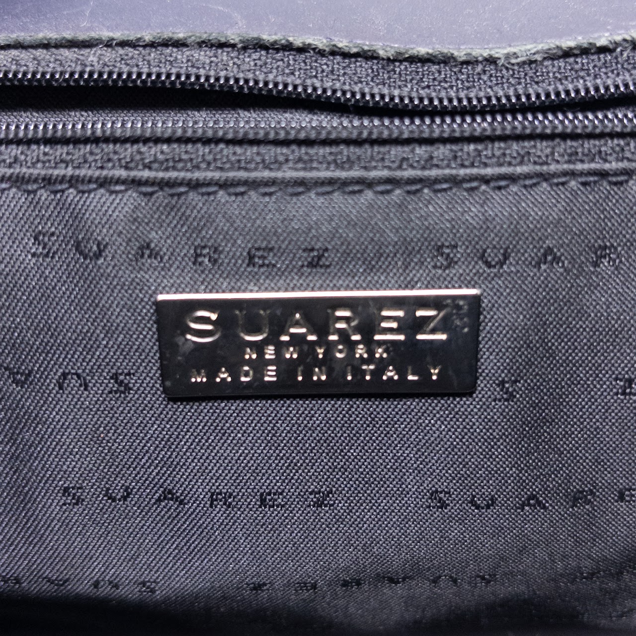 Suarez NYC Dark Blue Polished Leather Shoulder Bag