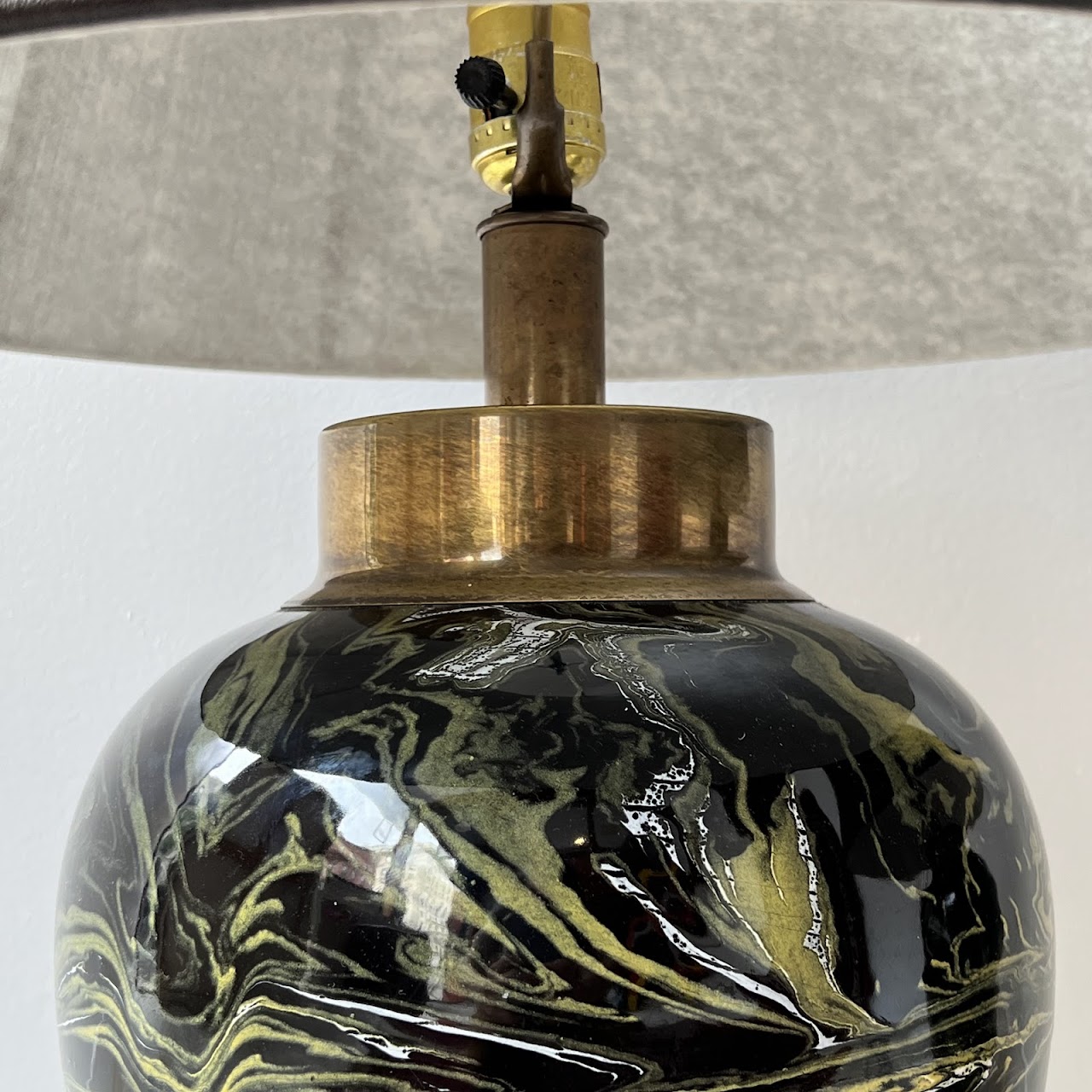 Frederick Cooper Marbelized Enamel Vintage Table Lamp Pair