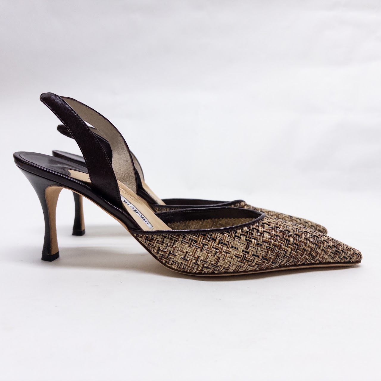 Manolo Blahnik Carolyne Woven Slingback Pumps