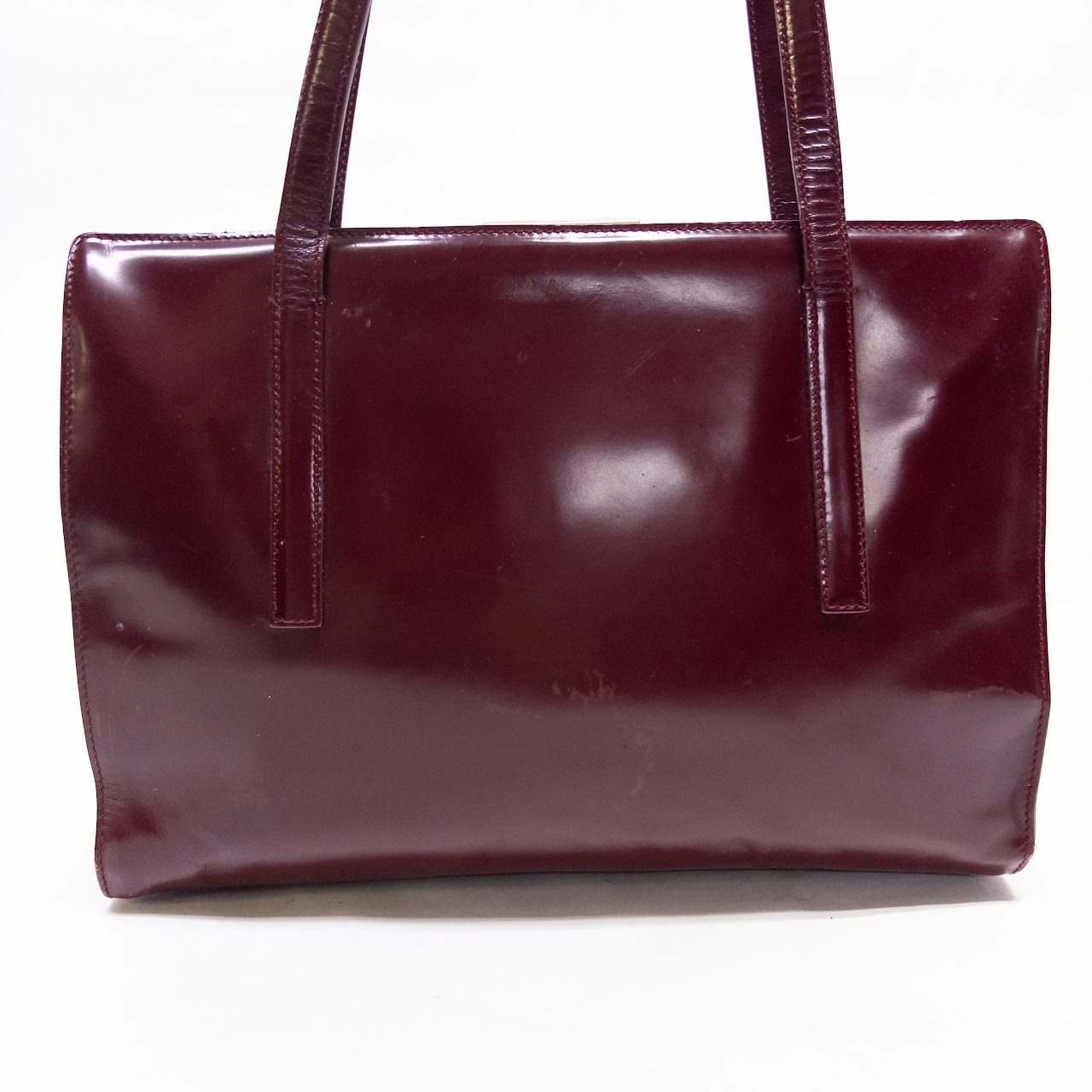 Prada Spazzolato Polished Leather Frame Bag