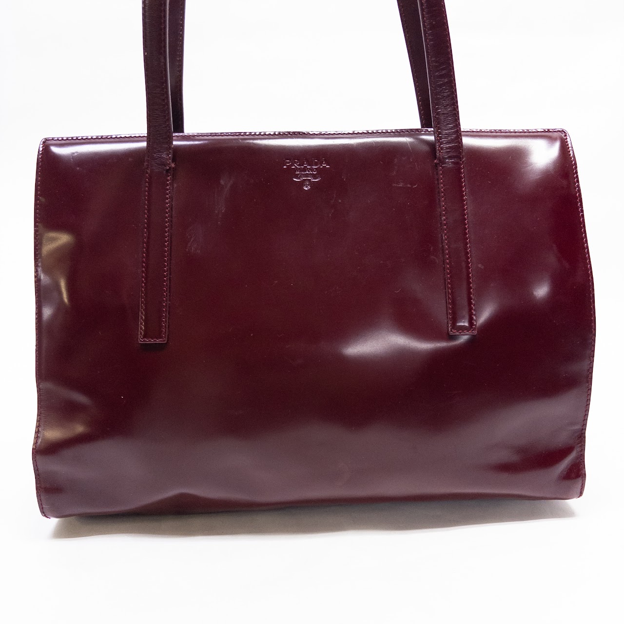 Prada Spazzolato Polished Leather Frame Bag