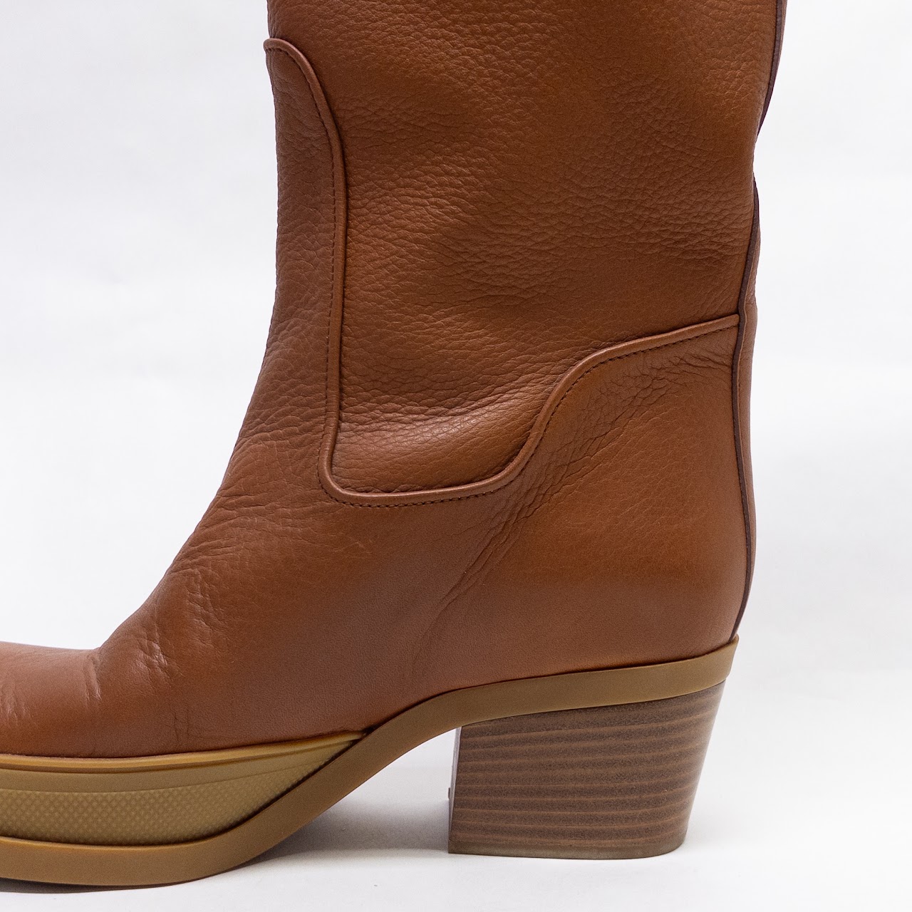 Chloé Mid Calf Textured Leather Boots