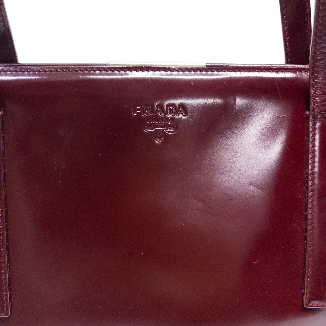 Prada Spazzolato Polished Leather Frame Bag