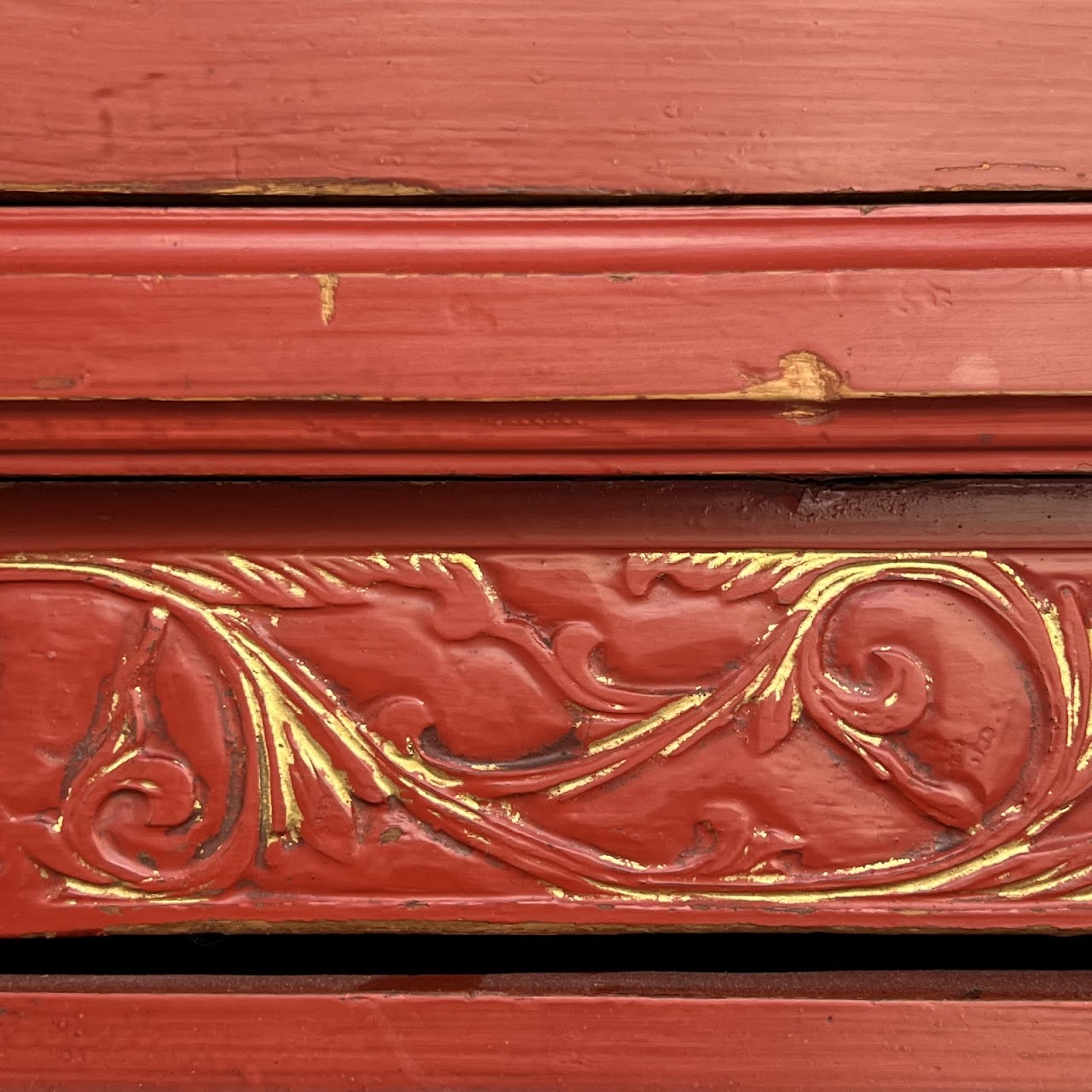 Chinese Lacquered and Hand Painted Vintage Cabinet